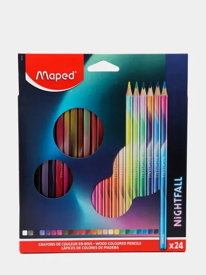 Цветные карандаши Maped NightFall, 24 цвета, трехгранные#1