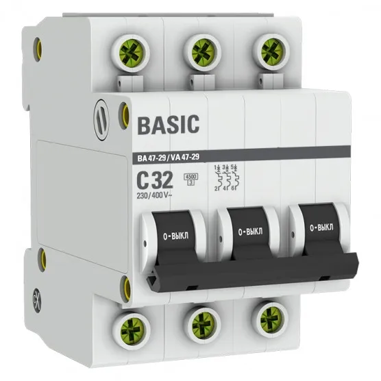 Автоматический выключатель 3P 32А (C) 4,5кА ВА 47-29 Basic#1