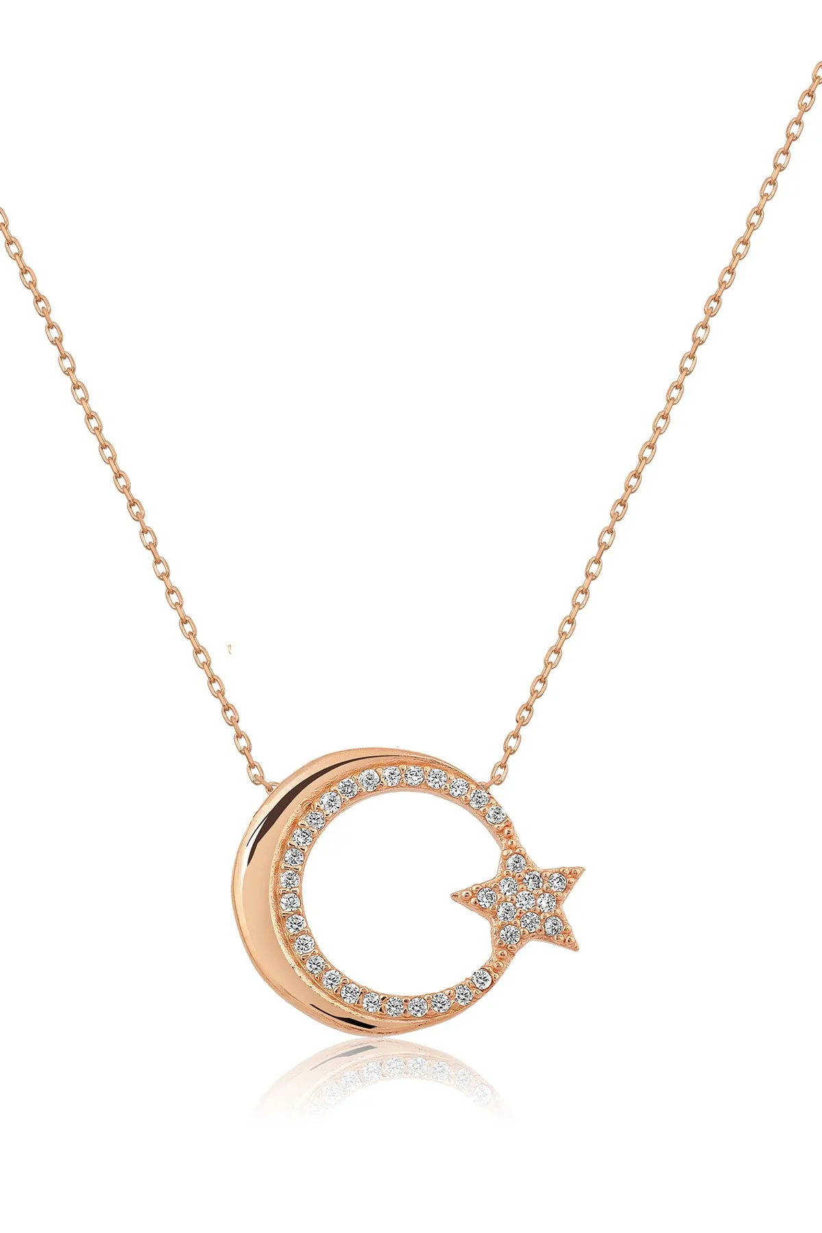 Женское серебряное ожерелье с камнями, модель: луна со звездочкой uvps100011 Larin Silver золотистый#1