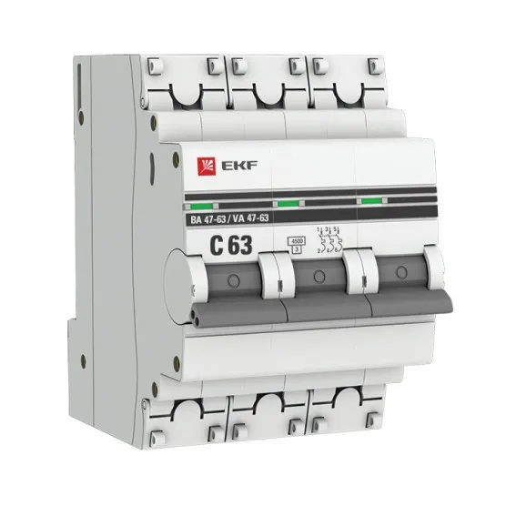 Автоматический выключатель 3P 63А (C) 4,5kA ВА 47-63 EKF PROxima#1