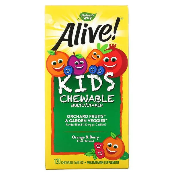 Nature’s Way, Alive! комплекс мультивитаминов для детей, со вкусом апельсина и ягод, 120 жевательных таблеток#1