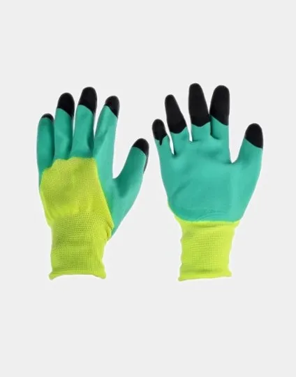 Перчатки хозяйственные, защитные рабочие зеленые с двойным нитриловым полуобливом#1