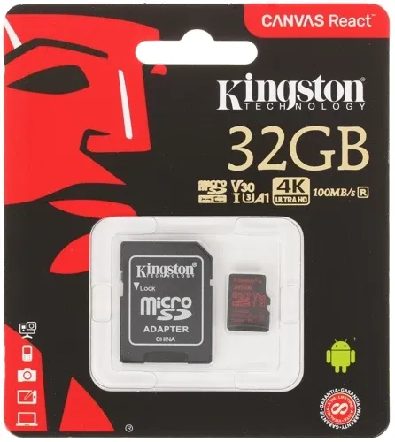 Kingston Canvas React microSDHC 32 GB xotira kartasi#1