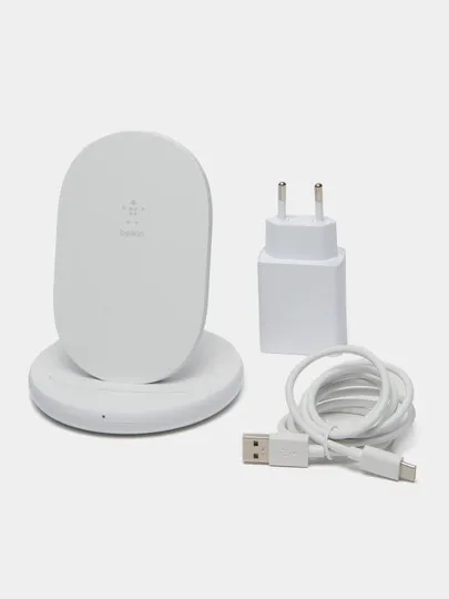 Беспроводное зарядное устройство Belkin Stand Wireless Charging Qi, 15W, white#1