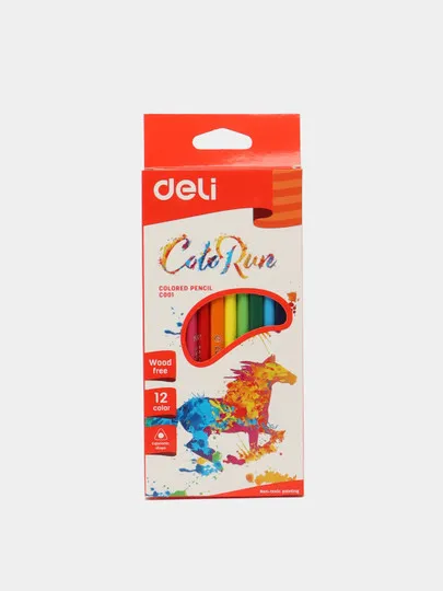 Цветные карандаши Deli 00100, 12 цветов #1