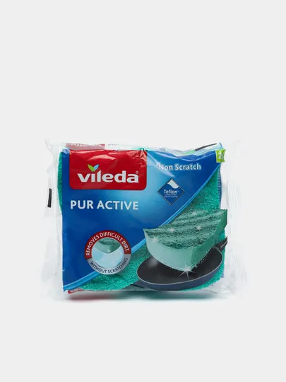 Губка для мытья посуды Vileda Pur Active, 2 шт#1