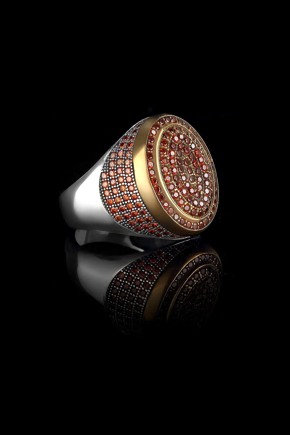 Мужское кольцо из красного циркония (серебро) mr1032 Larin Silver#1