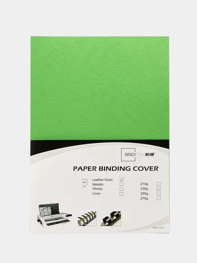Обложка для переплёта Bindi Leather, картонная, зеленая, 230гр/м, А4ф, 100 шт #1