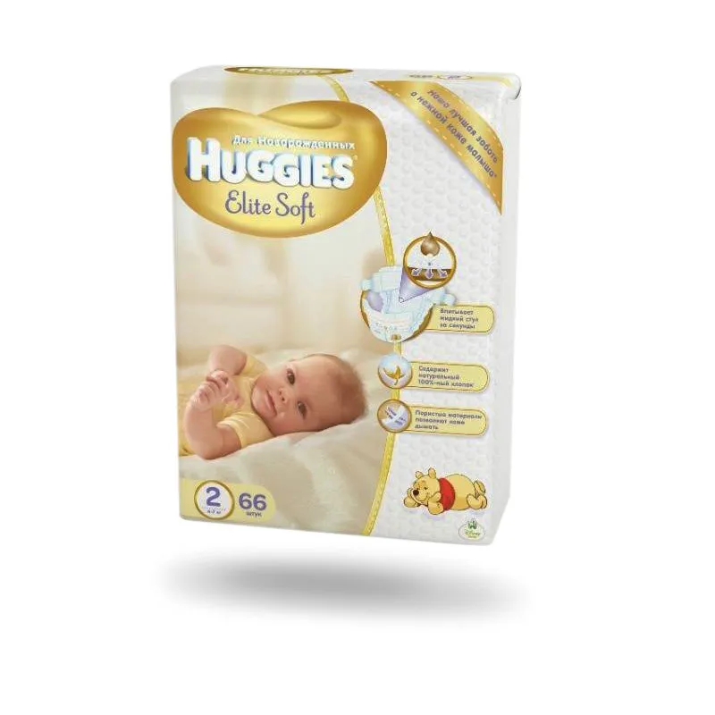 Памперсы Huggies Elite Soft (2) Jumbo 4-7 кг 66х2 гиппоалергенный#1