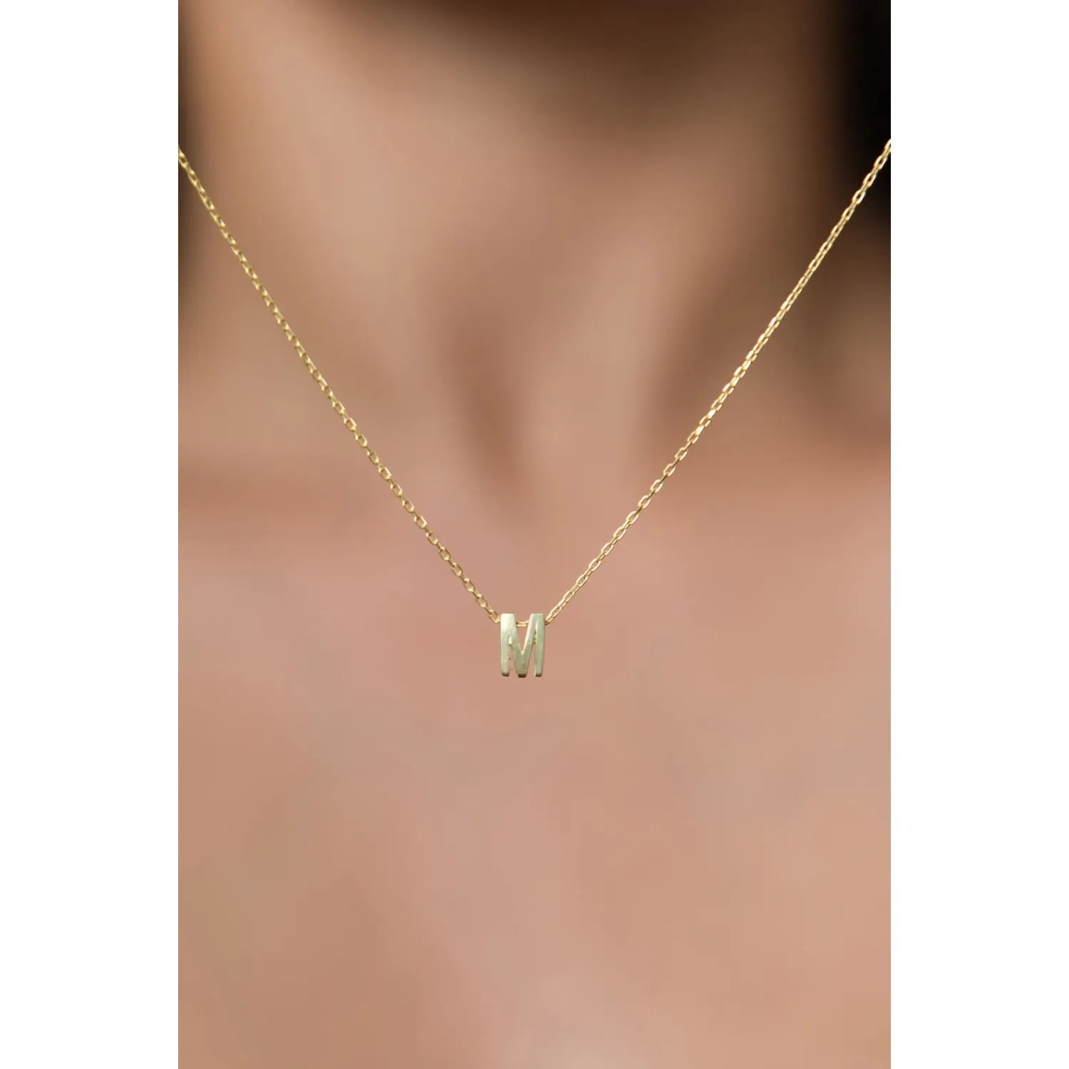 Серебряное ожерелье с буквой M в обьёме 3d pp001l Larin Silver
