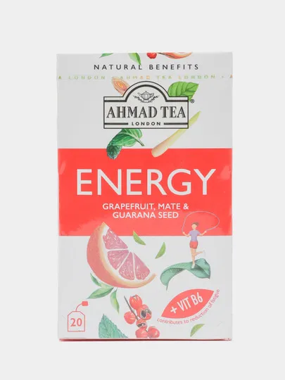 Травяной чай Ahmad Tea Energy Семена грейпфрута мате и гуараны 20 пакетиков#1