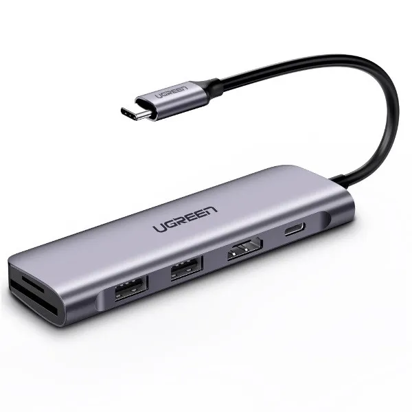 Адаптер Ugreen / USB-C - HDMI + 2xUSB / 3.0 A + Устройство чтения карт SD / TF + USB-C#1