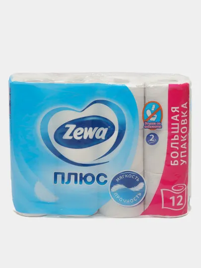 Туалетная бумага Zewa Плюс, без аромата, 2 слоя, 12 рулонов#1