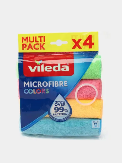 Салфетка универсальная Vileda Colors, из микрофибры, 4 шт#1