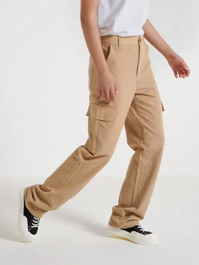 Повседневные брюки AU22, с карманами, бежевые#1