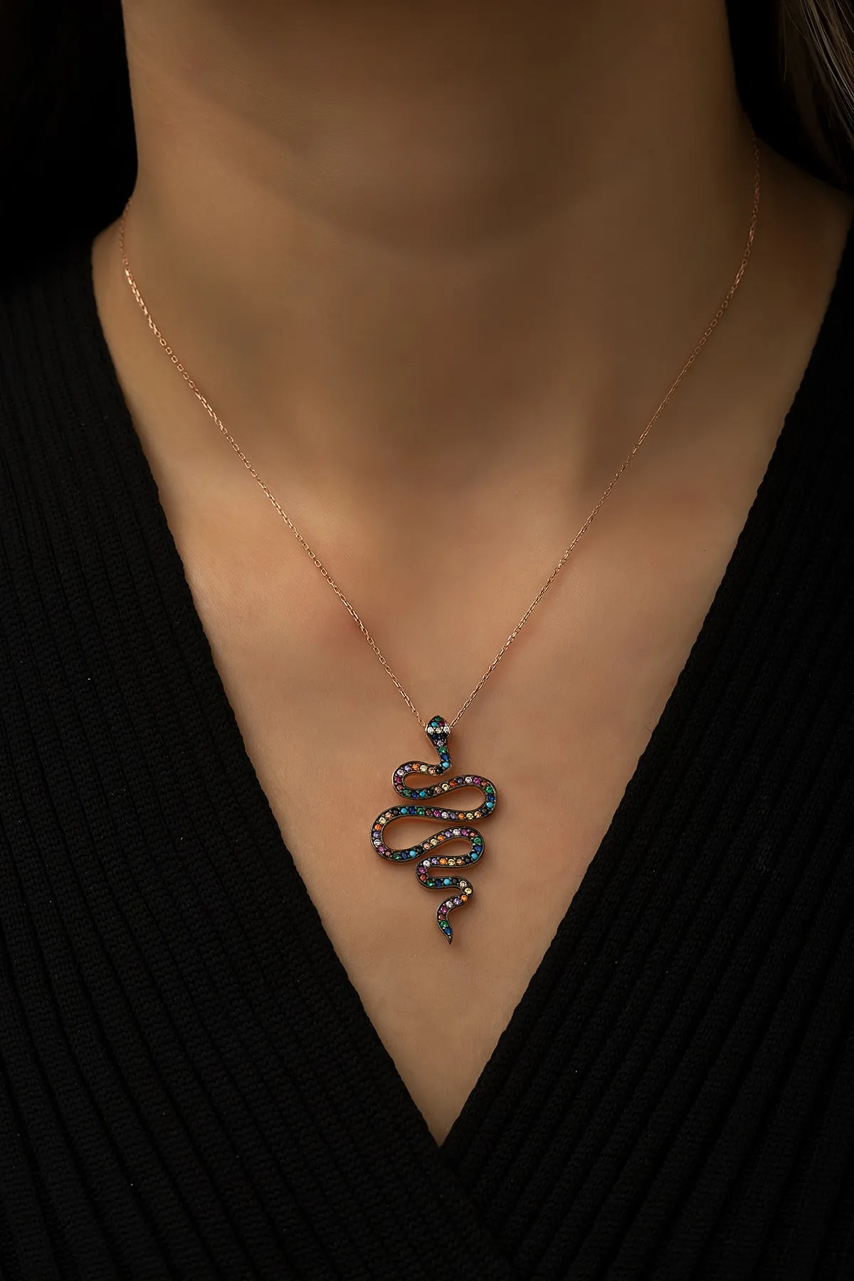 Серебряное ожерелье с кулоном змеи zm1510 Larin Silver#1
