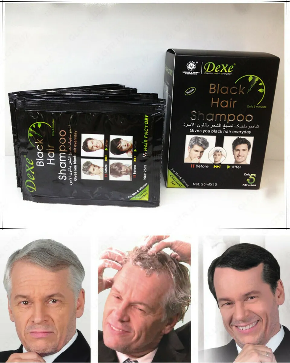 Шампунь оттеночный черный "Dexe Black Hair Shampoo"#1