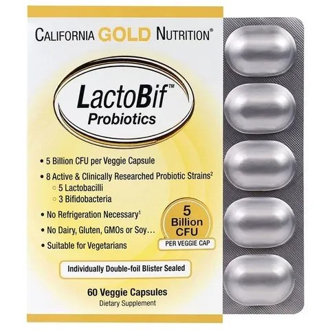 Kaliforniya oltin oziqlantiruvchi probiyotiklari, LactoBif, 5 milliard CFU, 60 sabzavotli kapsulalar#1