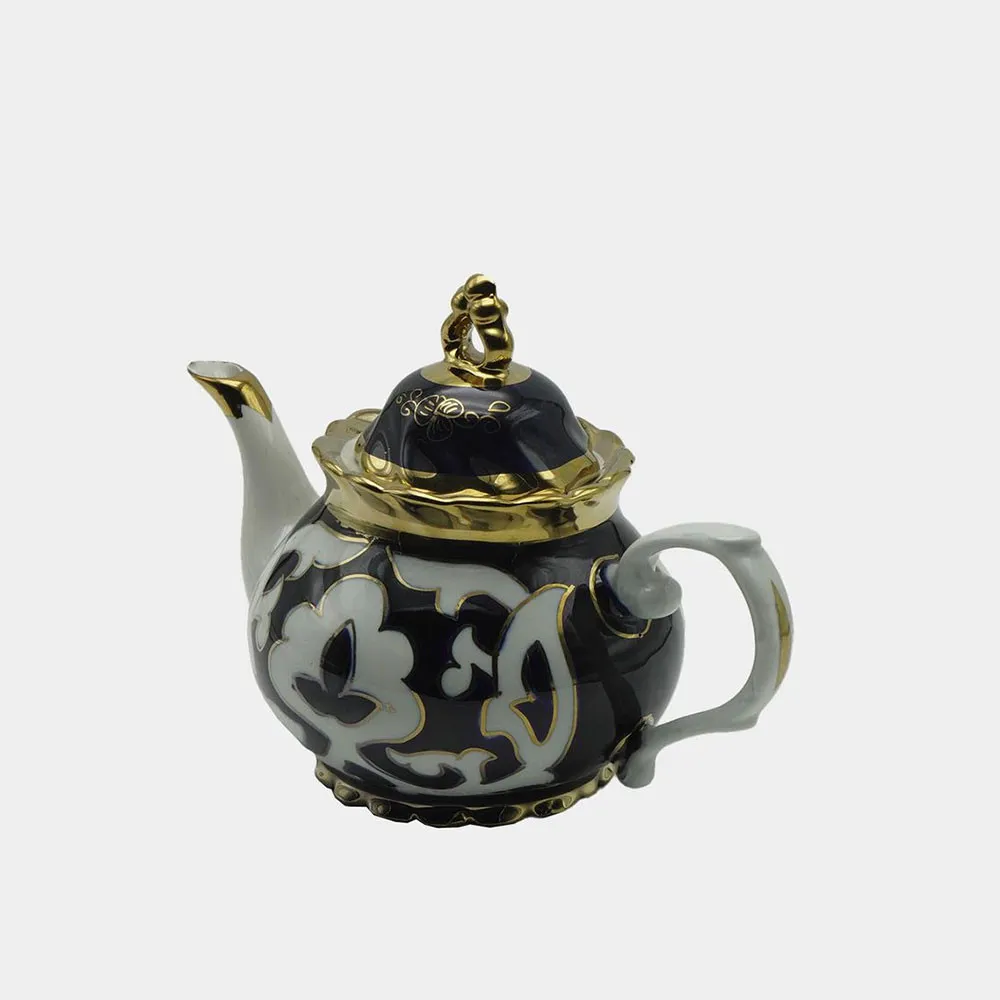 Узбекский чайник из фарфора с узорами (хлопка) ручной работы.#1