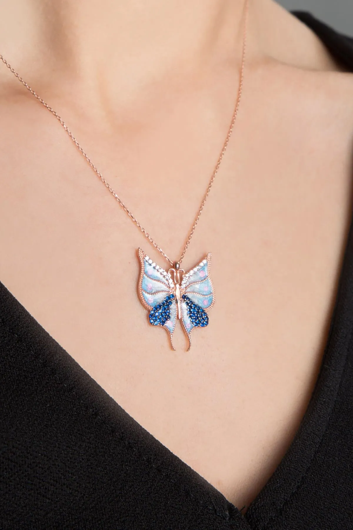 Серебряное ожерелье, модель: бабочка pp2605 Larin Silver#1