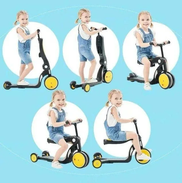 Детский самокат-беговел 5-in-1 Multifunction Stroller, голубой#1