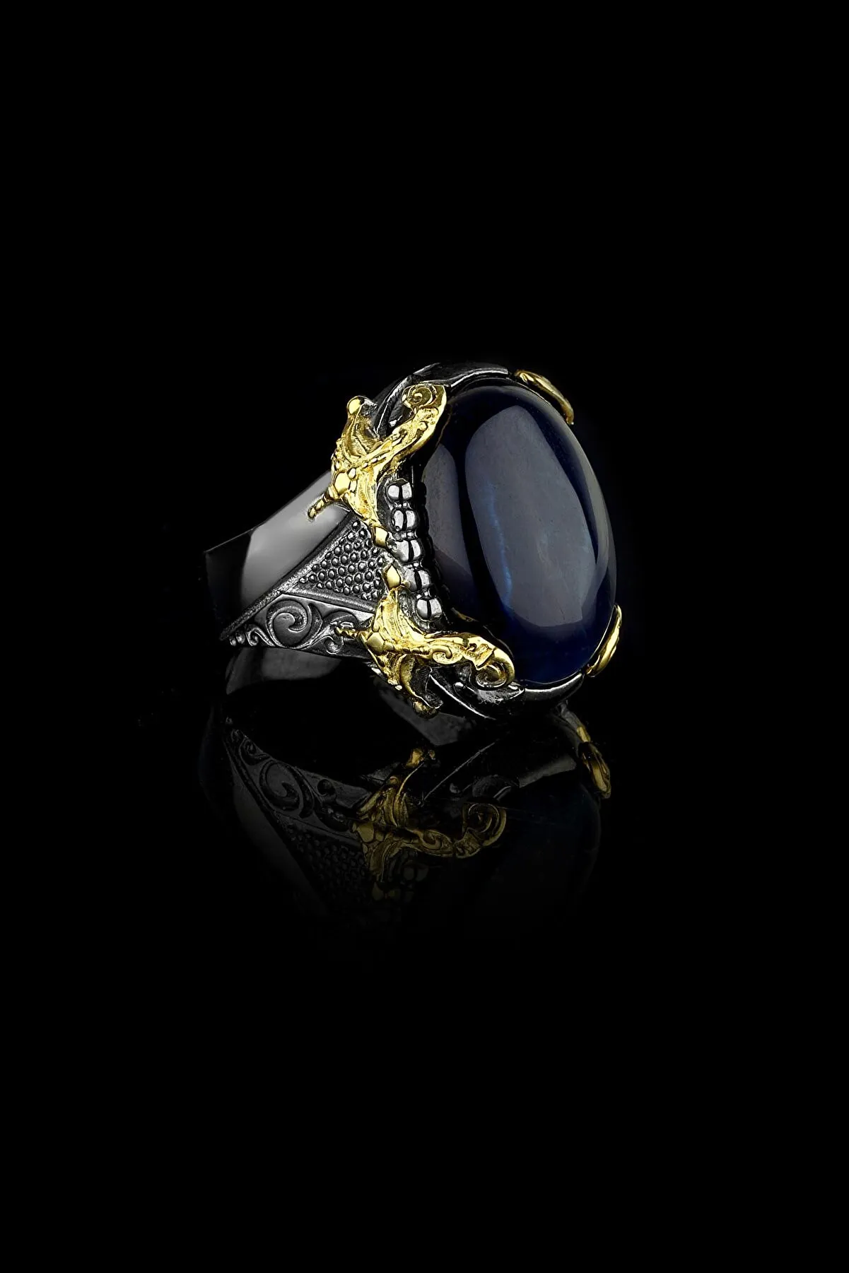 Мужское кольцо - камень оникс (серебро) ur1068 Larin Silver