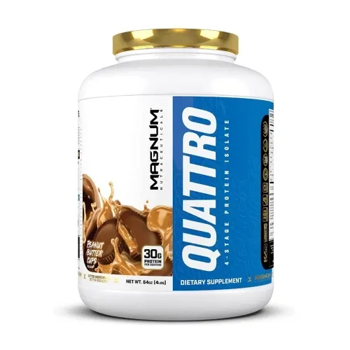 Magnum Nutraceuticals Quattro Protein Powder - 4lbs - Peanut Butter Cups - Protein Isolate - Lean Muscle Creator - Metabolic Optimize, Протеин изолат От Магнум#1
