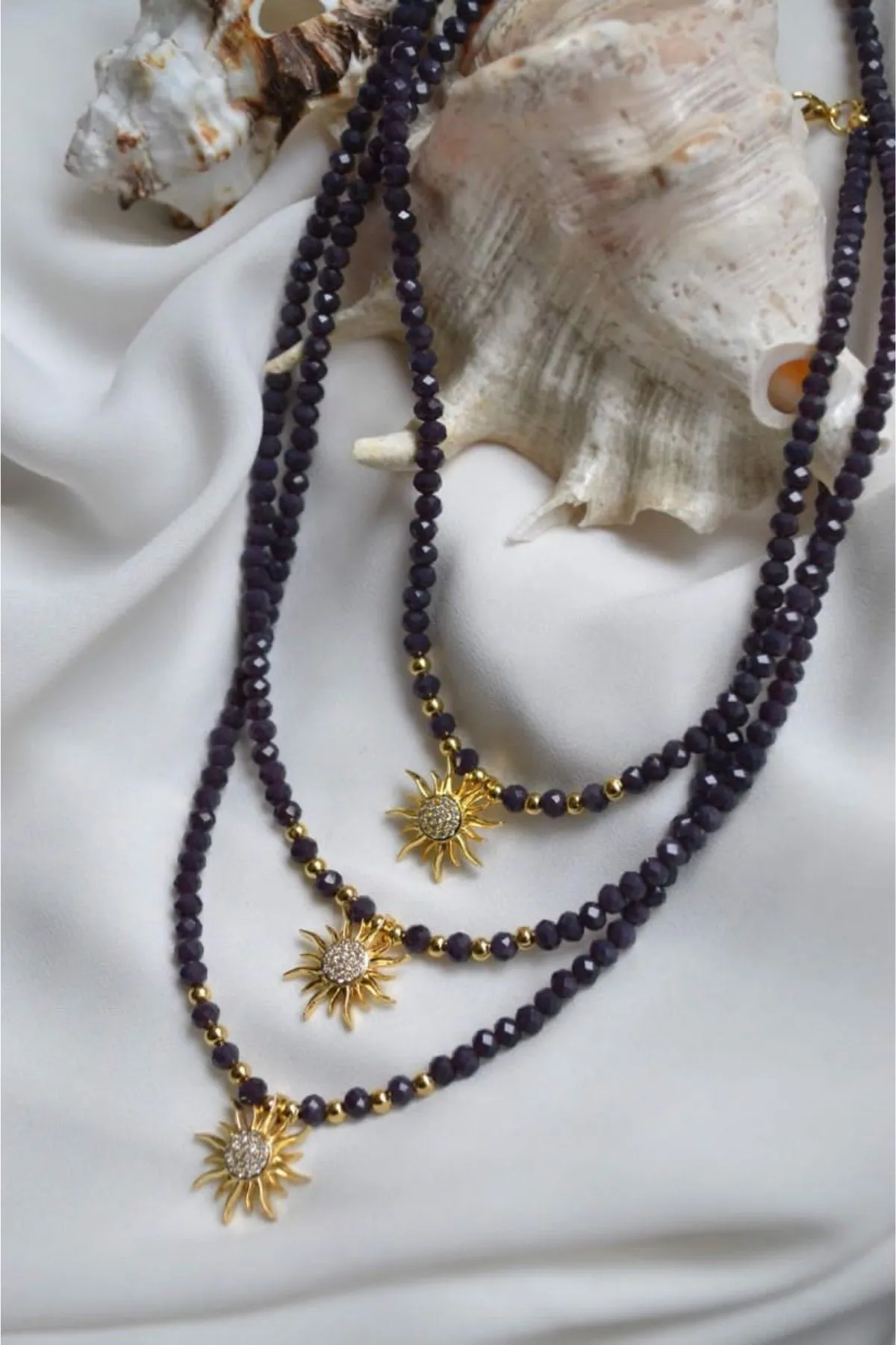 Ожерелье, модель: кристальный камень и солнышко ti205 Mori#1