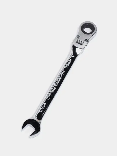 Ключ комбинированный трещоточный, 10мм, CrV, шарнирный, зеркакльный хром MTX#1