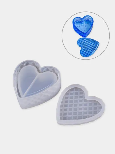 Силиконовая форма "Сердце" для создания шкатулки из эпоксидной смолы#1