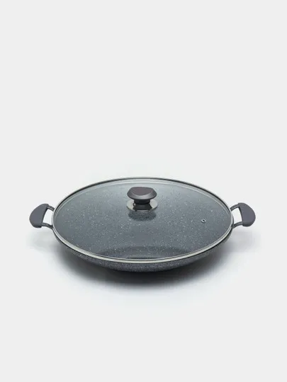 Гранитная сковорода с выпуклым днищем, 34 см, серый#1