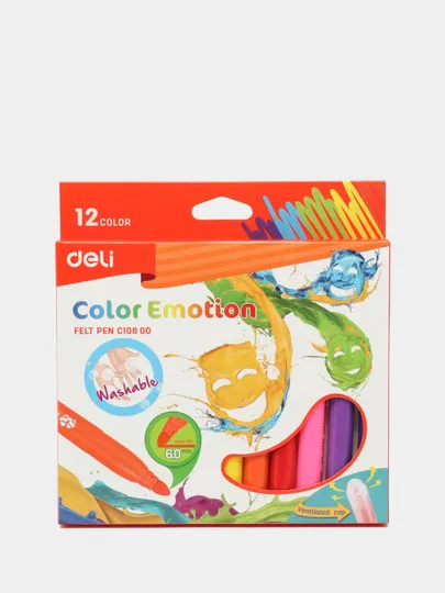 Фломастеры Deli EC10800 Color Emotion, 12 цвета #1