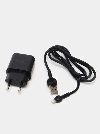 Сетевое зарядное устройство Earldom ES-171M 1xUSB, 1A + кабель iPhone, 1м, черный#1