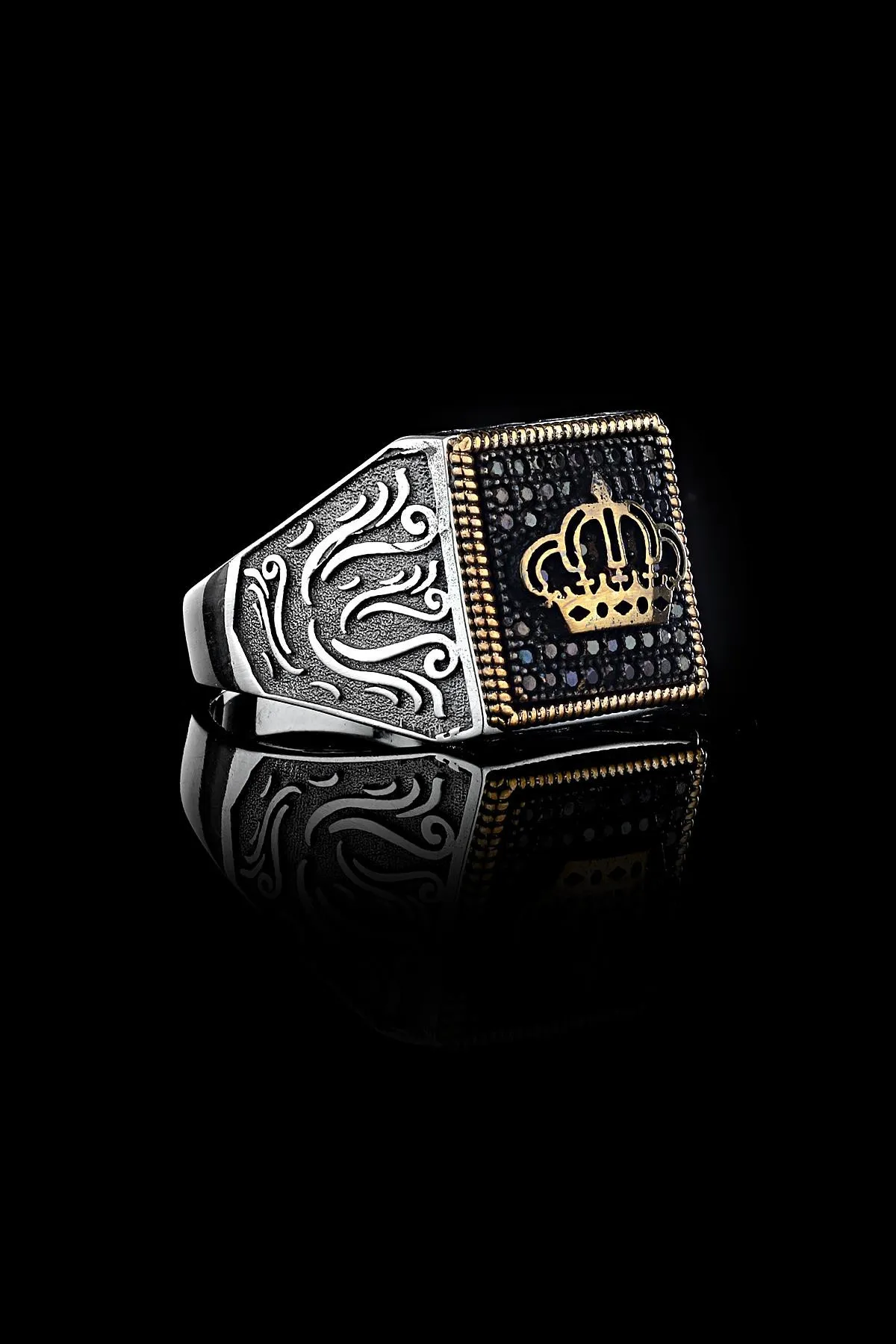 Мужское кольцо - корона (серебро) rch2221 Larin Silver#1