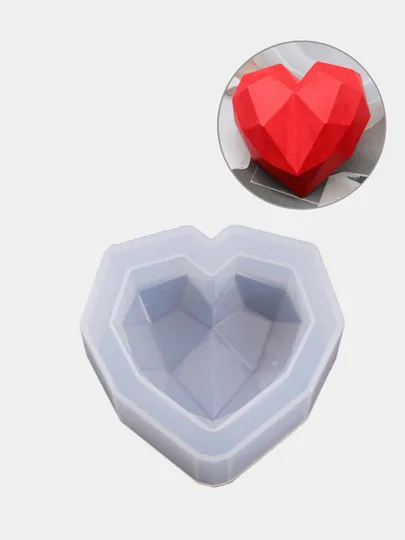 Силиконовая форма "Граненное сердце" для заливки эпоксидной смолой#1