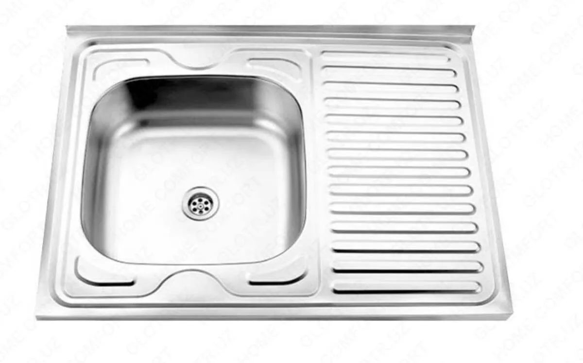 Раковина кухонная металлическая HD 6080 белая#1