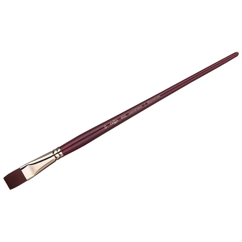 Кисть художественная, синтетика бордовая, Гамма "Вернисаж", плоская, длинная ручка №22#1