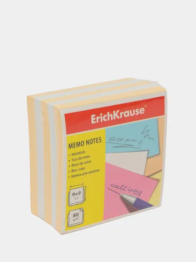 Бумага для заметок ErichKrause, 90x90x50 мм, 2 цвета: белый, персиковый#1