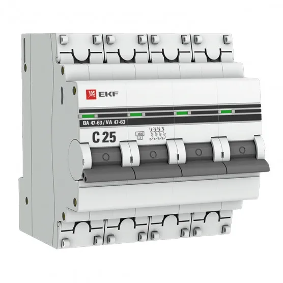 Автоматический выключатель 4P 25А (C) 4,5KA ВА 47-63 EKF PROxima#1
