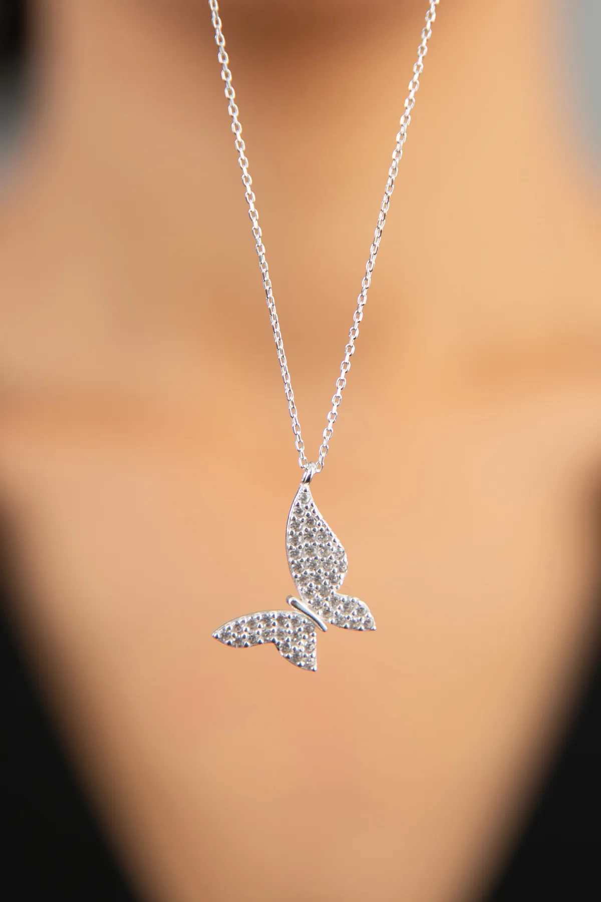 Женское серебряное ожерелье, модель: бабочка fa182165 Larin Silver#1