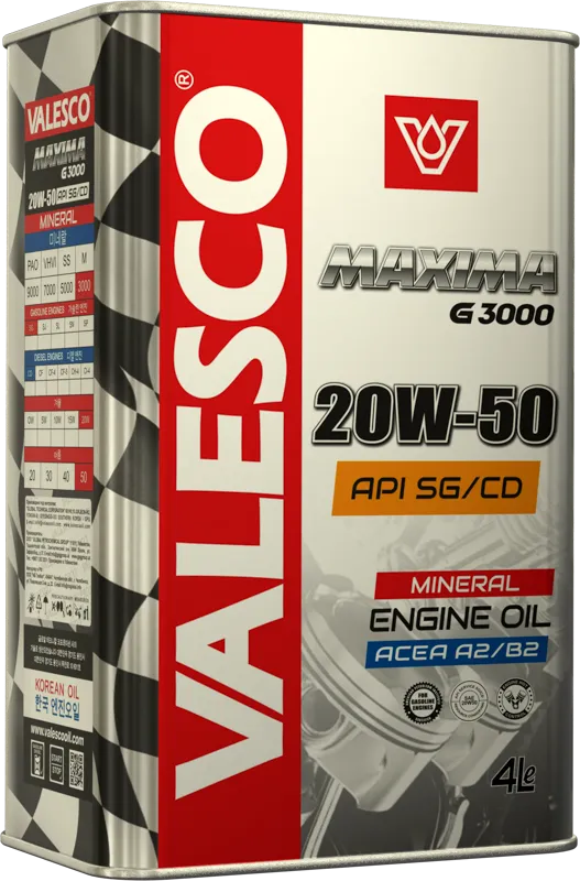Масло минеральное VALESCO MAXIMA G3000 Gasoline SAE API  SG/CD 20W-50  4/60/208 л#1