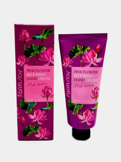 Крем для рук с экстрактом лотоса Farm Stay Pink Flower Blooming Hand Cream Lotus, 100мл#1