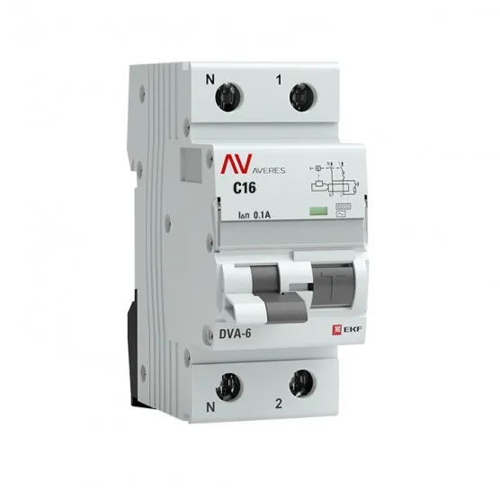 Дифференциальный автомат DVA-6 1P+N 16А (C) 100мА (AC) 6кА EKF AVERES#1