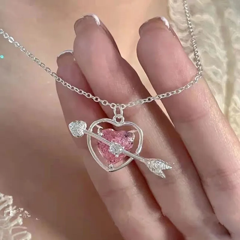 Цепочка в виде сердечка розовое серебро#1