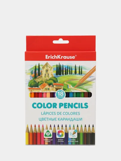 Цветные карандаши трехгранные ErichKrause 18 цветов#1
