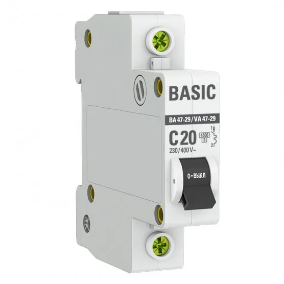 Автоматический выключатель 1P 20А (C) 4,5кА ВА 47-29 EKF Basic#1