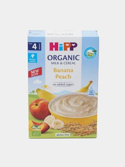 Детская молочная рисовая каша HiPP Organic Milk&Cereal Banana Peach, 250 г#1