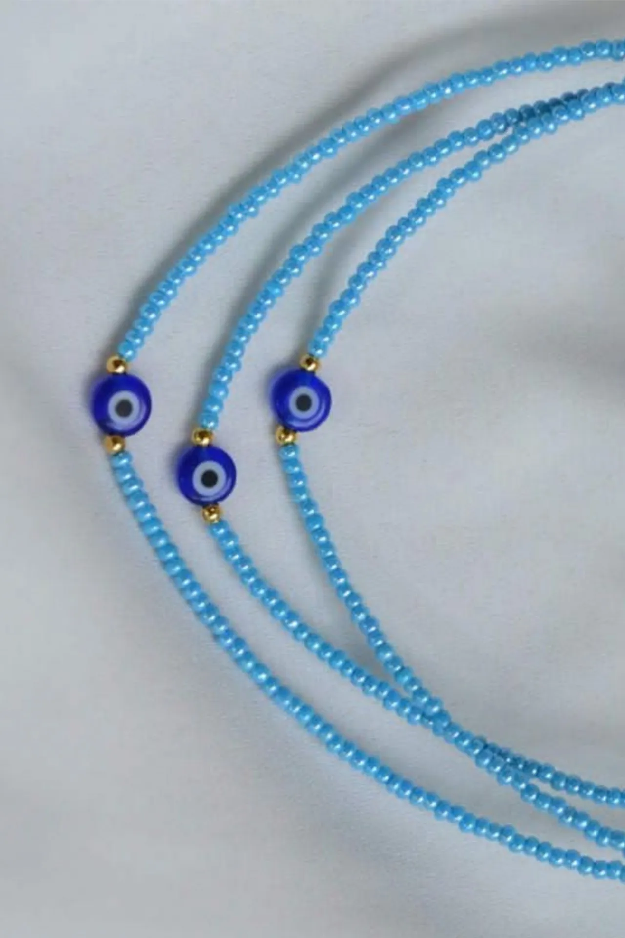 Ожерелье из голубого бисера, модель: от сглаза ti204 Mori#1