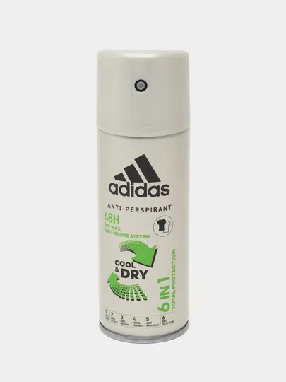 Антиперспирант Adidas Cool Dry, 6 in 1, 150 мл, 48 часов#1