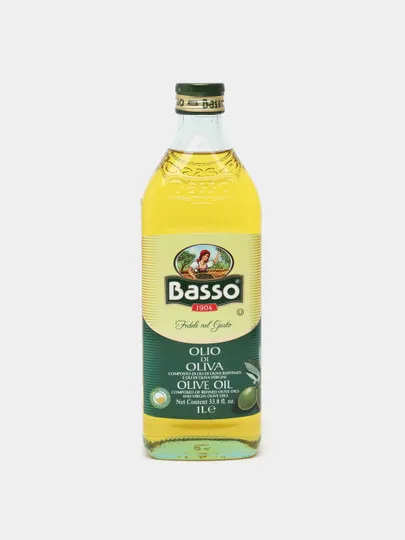 Масло оливковое Basso olive oil стеклянная бутылка 1 л#1